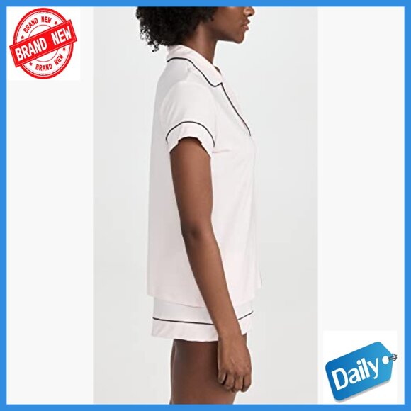 Large Modal Short Sleeve Pajama Set with Button Front and Pocket - Picture 5 of 7